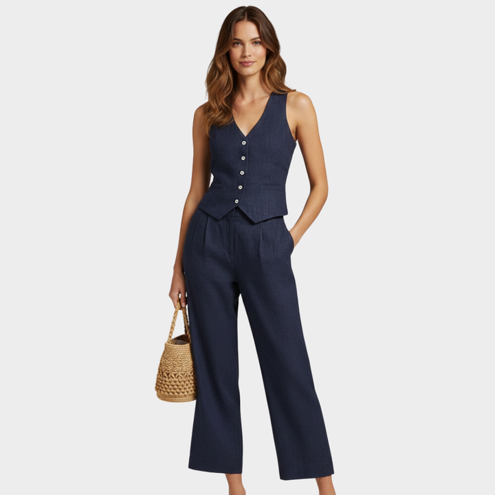 Women’s Denim Vest and Pants Set