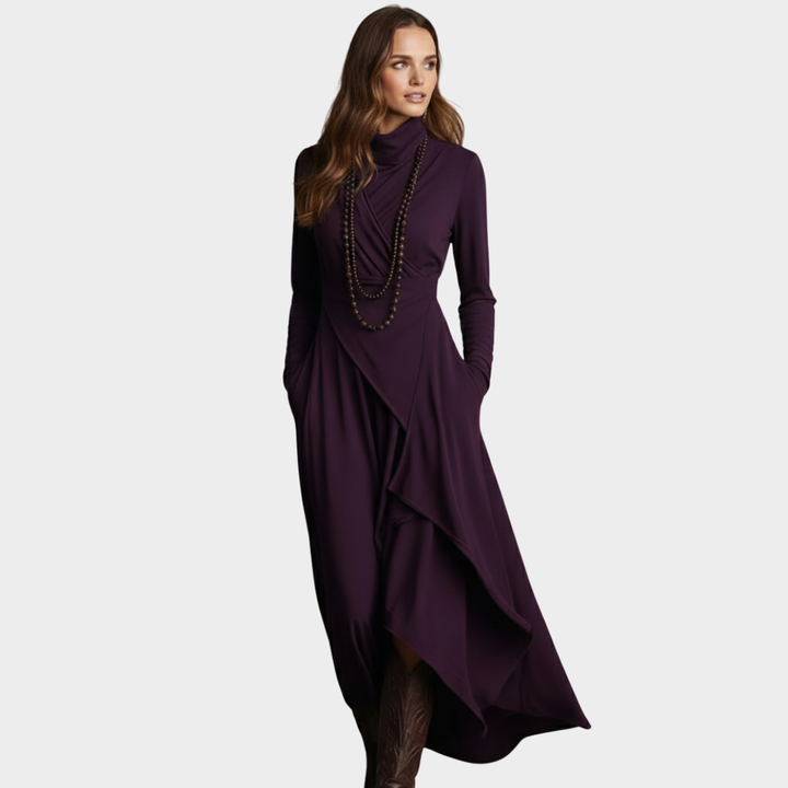 Midi Dress Knit Wrap Long Sleeve