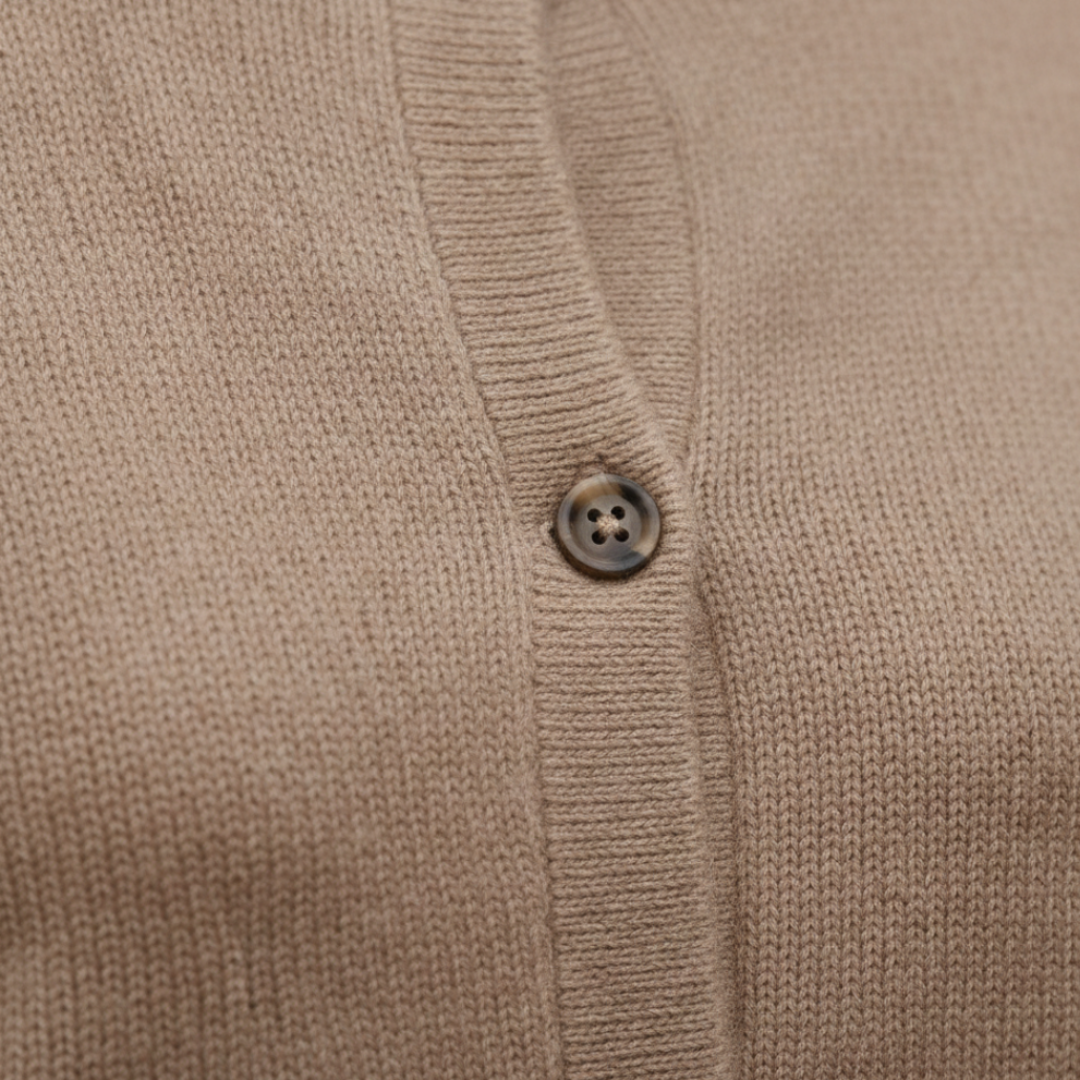 Knit Cardigan Beige Button Front Long Sleeve
