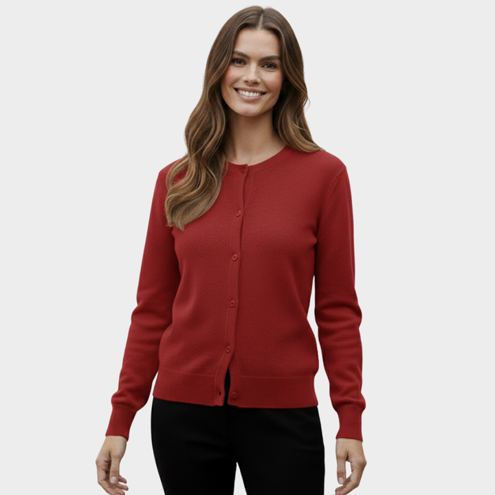 Knit Cardigan Beige Button Front Long Sleeve