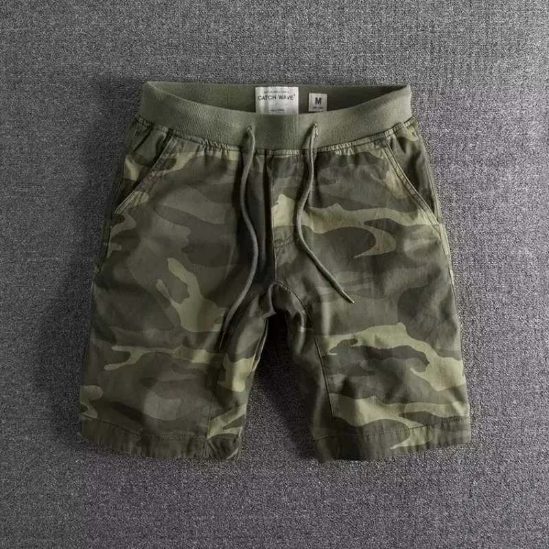 cargo shorts camouflage elastic waistband men