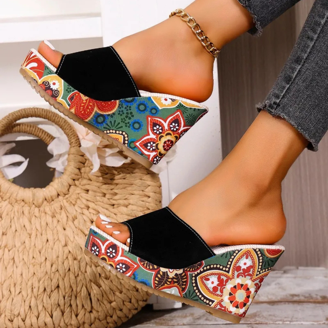 Wedge sandals floral platform women