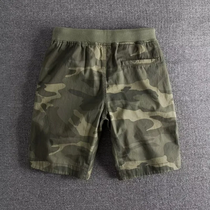 cargo shorts camouflage elastic waistband men