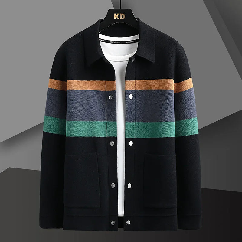 knit jacket striped button up men