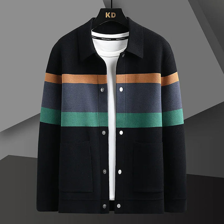 knit jacket striped button up men