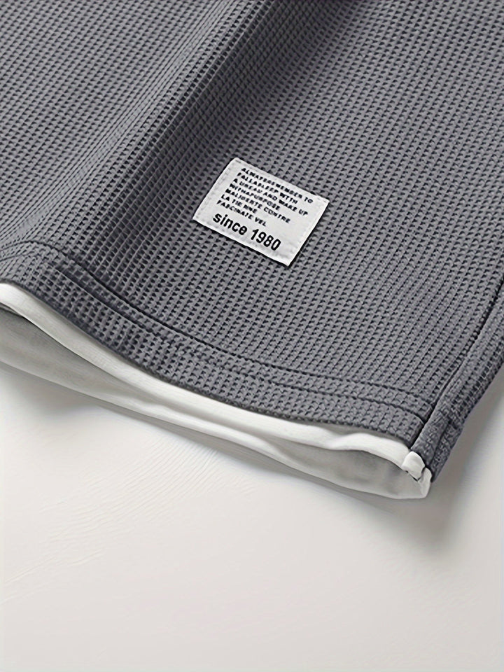 Lounge Set Men Waffle Knit Relaxed Fit Short Sleeve Tee Shorts