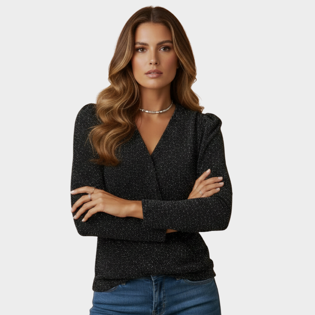 Women’s Sparkle Knit Blouse Long Sleeve