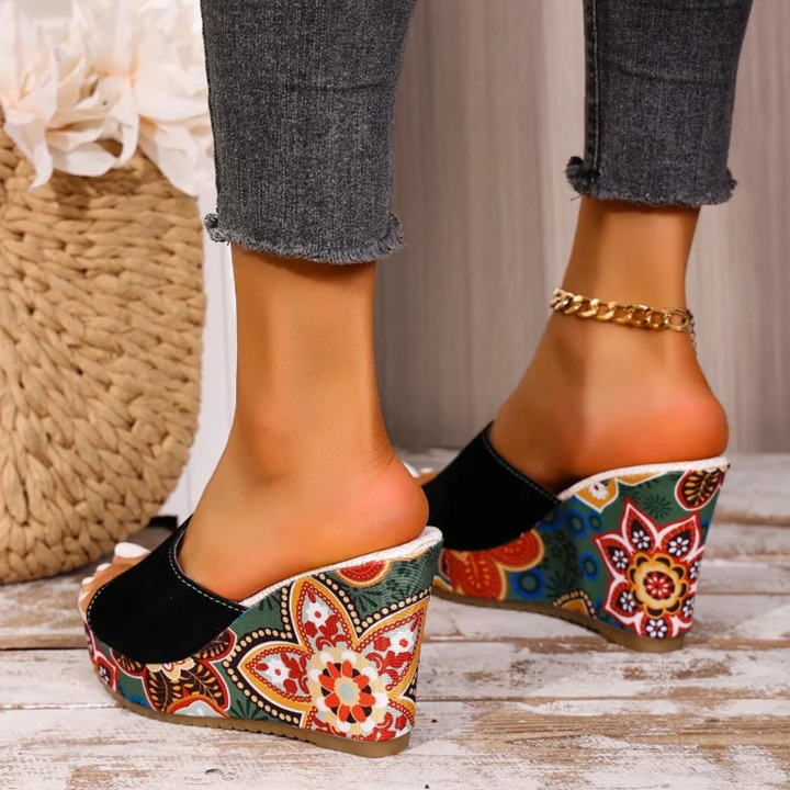 Wedge sandals floral platform women