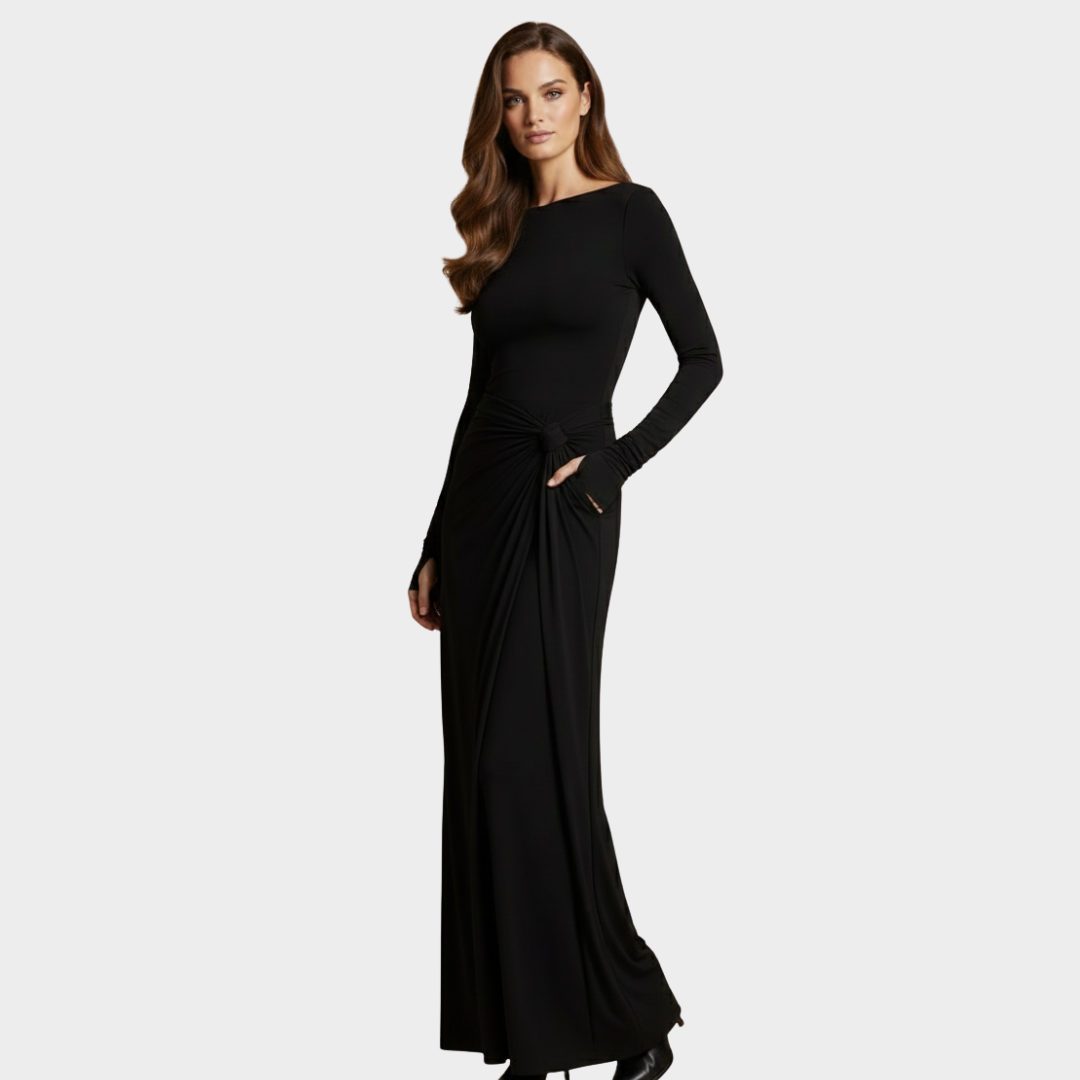 Maxi Dress Black Long Sleeve Jersey