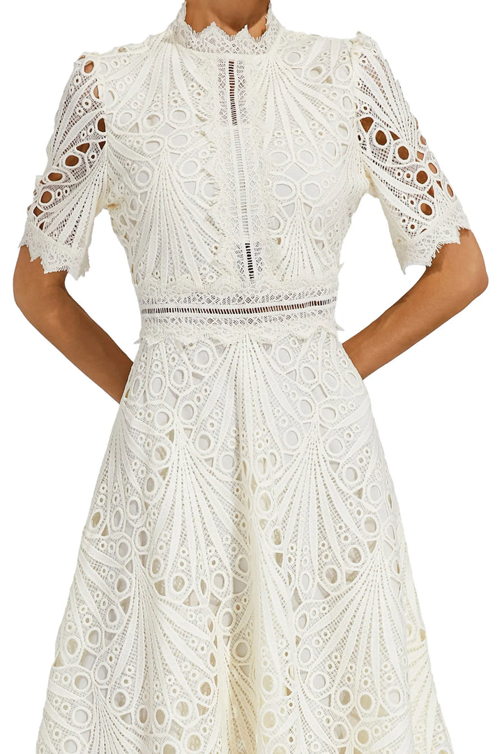 Women’s Midi Dress - Elegant Lace Design