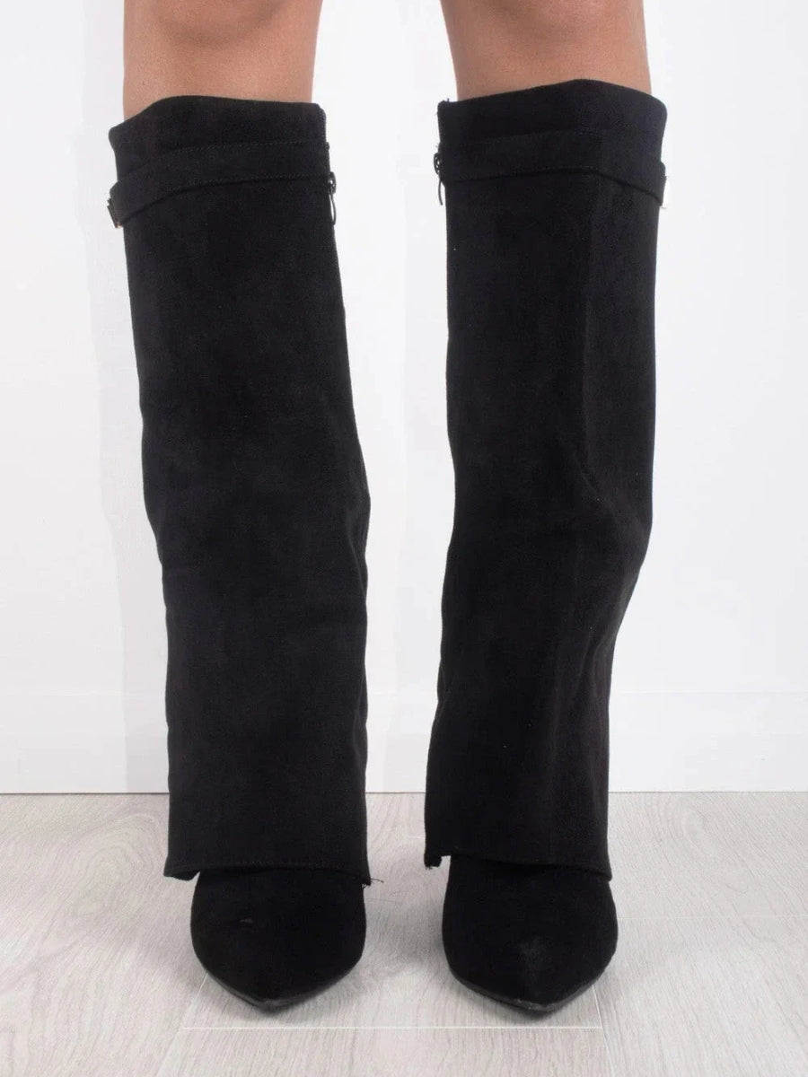 Women's Thigh-High Leather Boots with Buckle