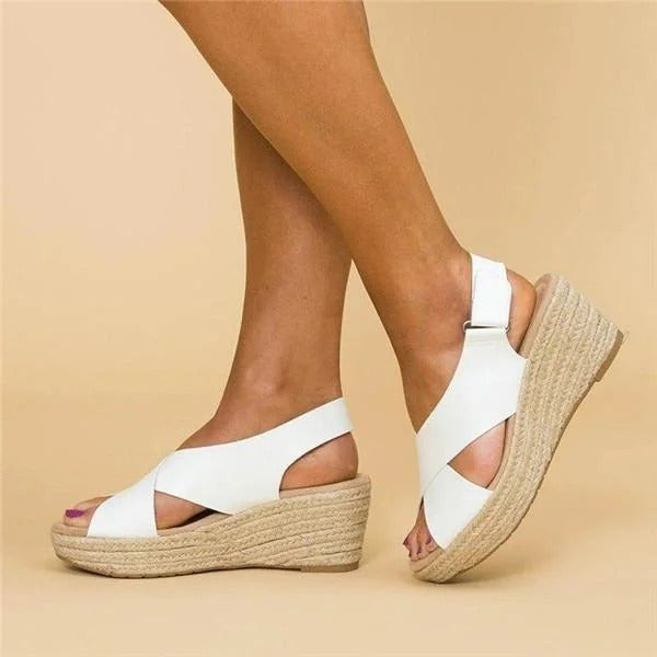 wedge espadrille sandals cross straps women