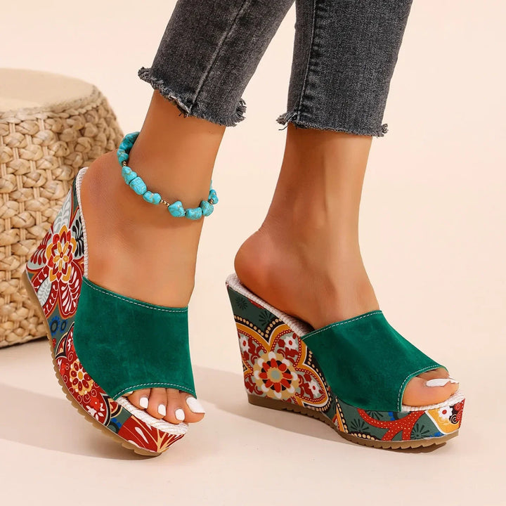 Wedge sandals floral platform women