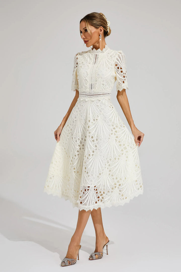 Women’s Midi Dress - Elegant Lace Design