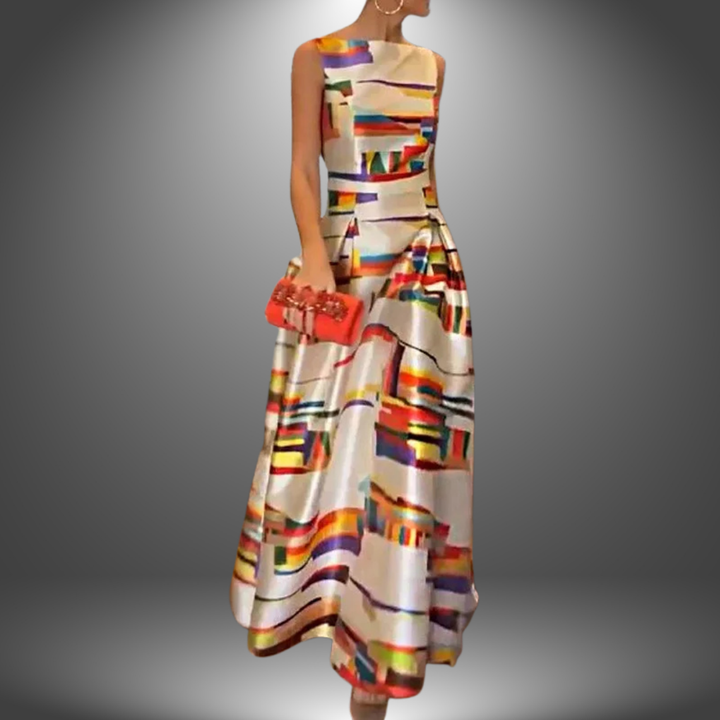 Women's Maxi Dress with Striking Geometric Print