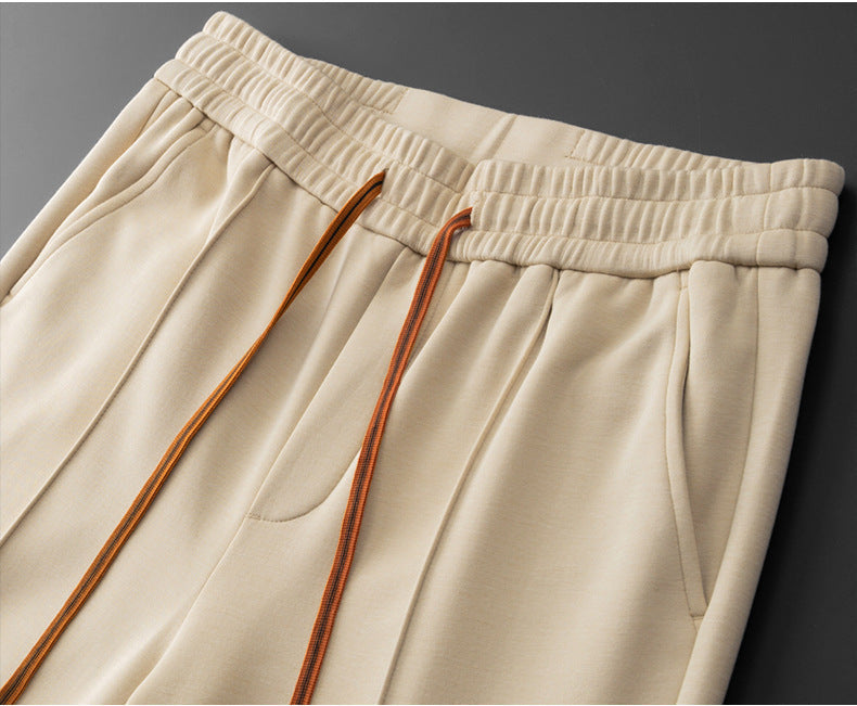 Men loungewear set crew neck top straight leg pants