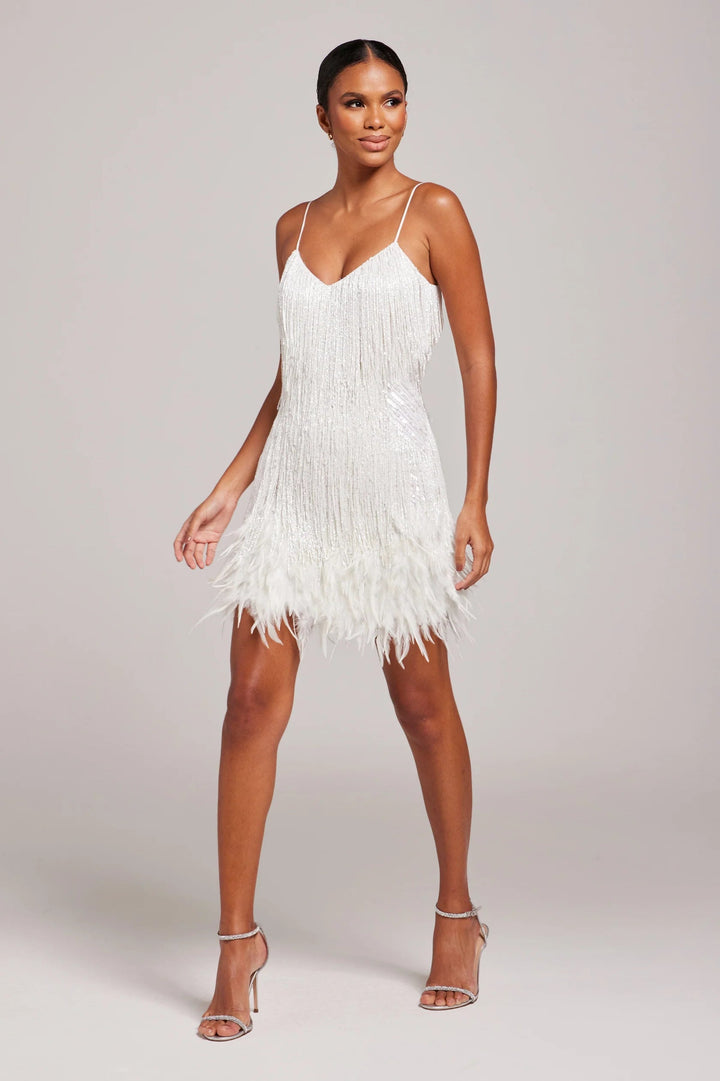 Women's Cocktail Dress with Fringe Feathers