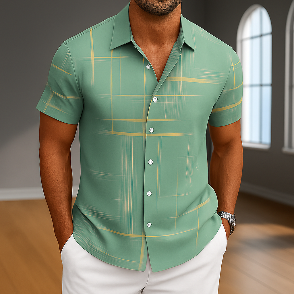 Men’s Short Sleeve Button Up Shirt Lightweight Fabric