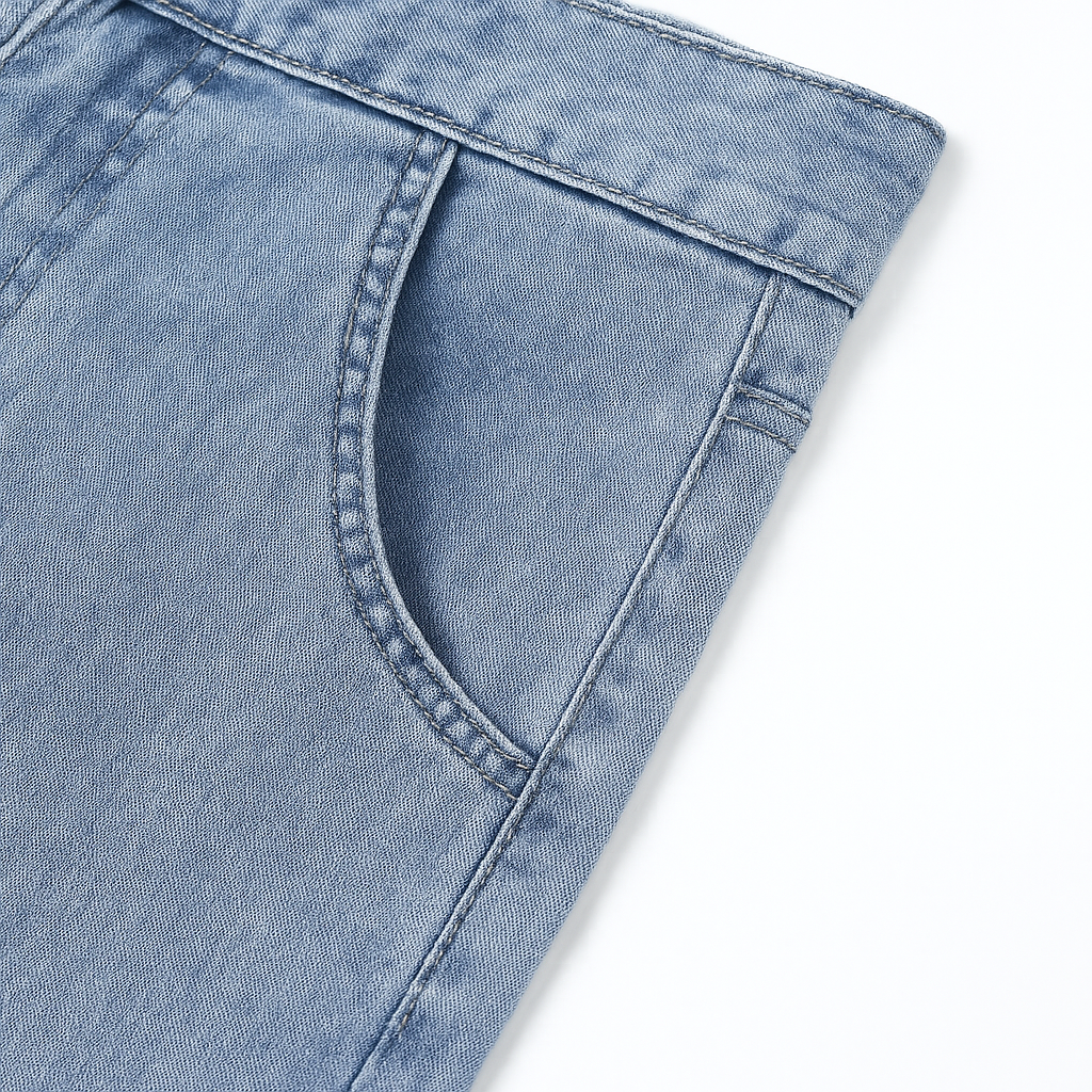 Men’s Straight Fit Jeans Washed Denim Mid Rise