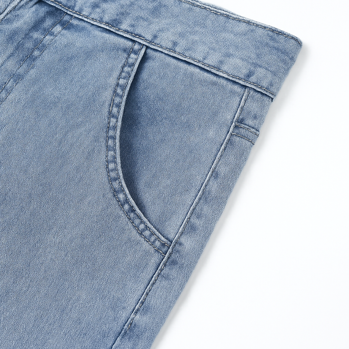 Men’s Straight Fit Jeans Washed Denim Mid Rise