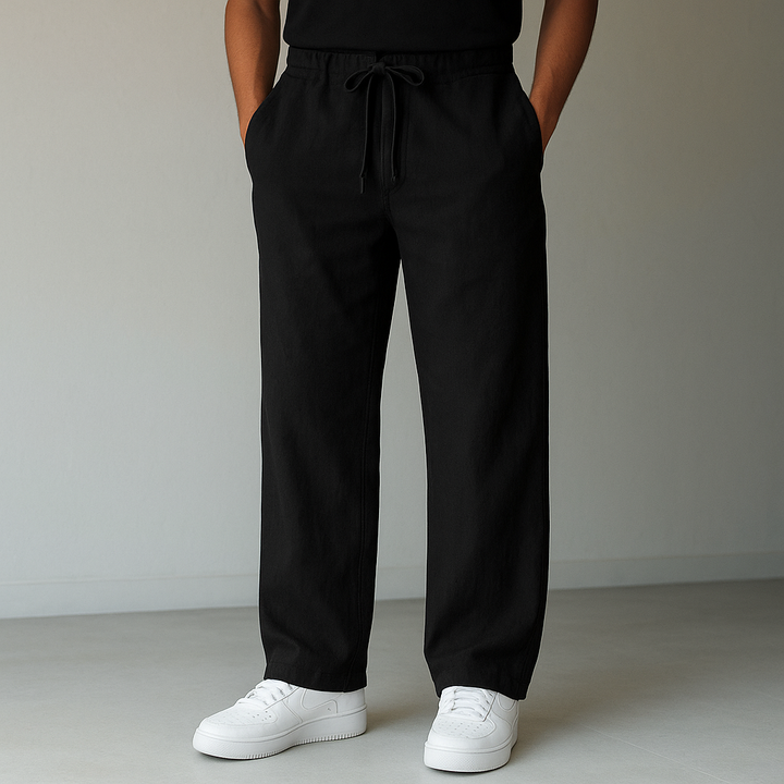 Men’s Linen Pants Drawstring Waist Casual Fit