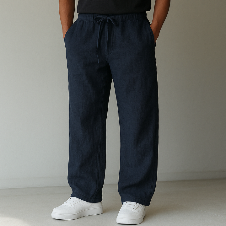 Men’s Linen Pants Drawstring Waist Casual Fit