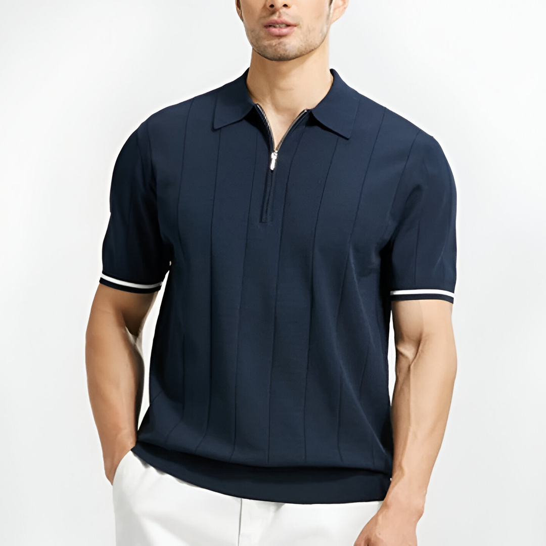 Men zip polo shirt short sleeve regular fit