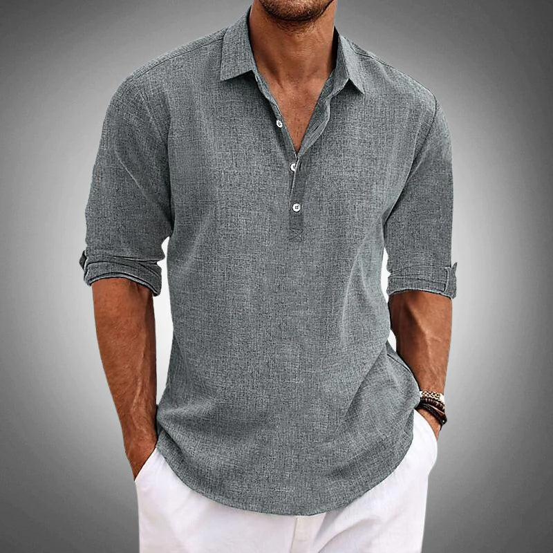 Men’s Linen Blend Long Sleeve Shirt
