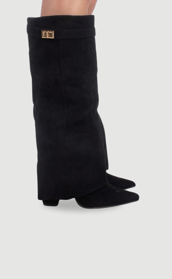 Women's Thigh-High Leather Boots with Buckle