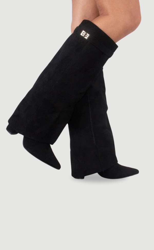 Women's Thigh-High Leather Boots with Buckle