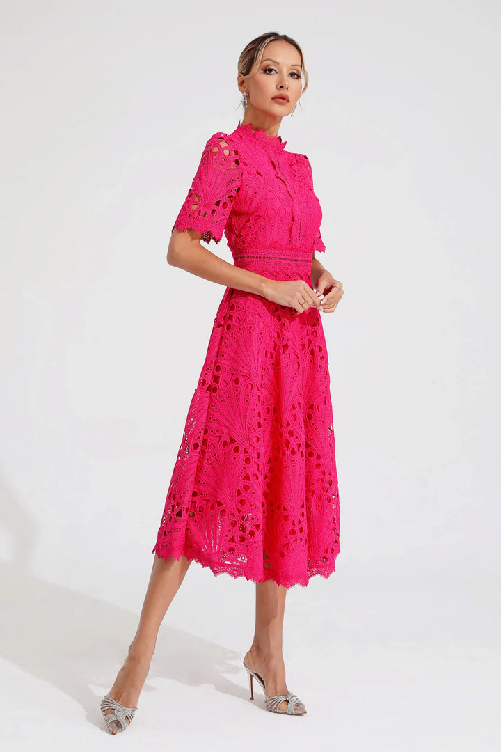 Women’s Midi Dress - Elegant Lace Design