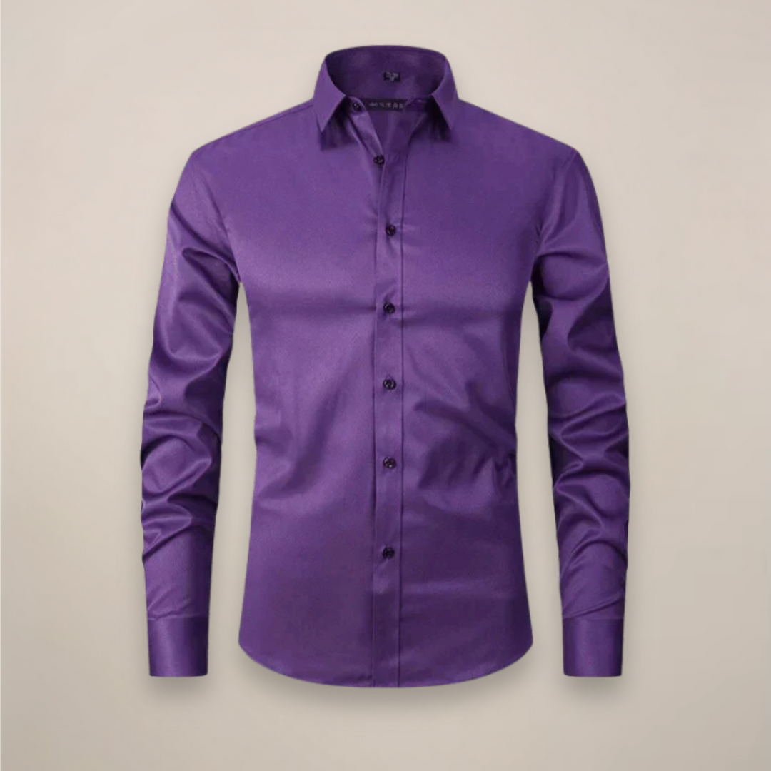 Men's Long-Sleeved Shirt - Classic Fit with Wrinkle-Free Finish