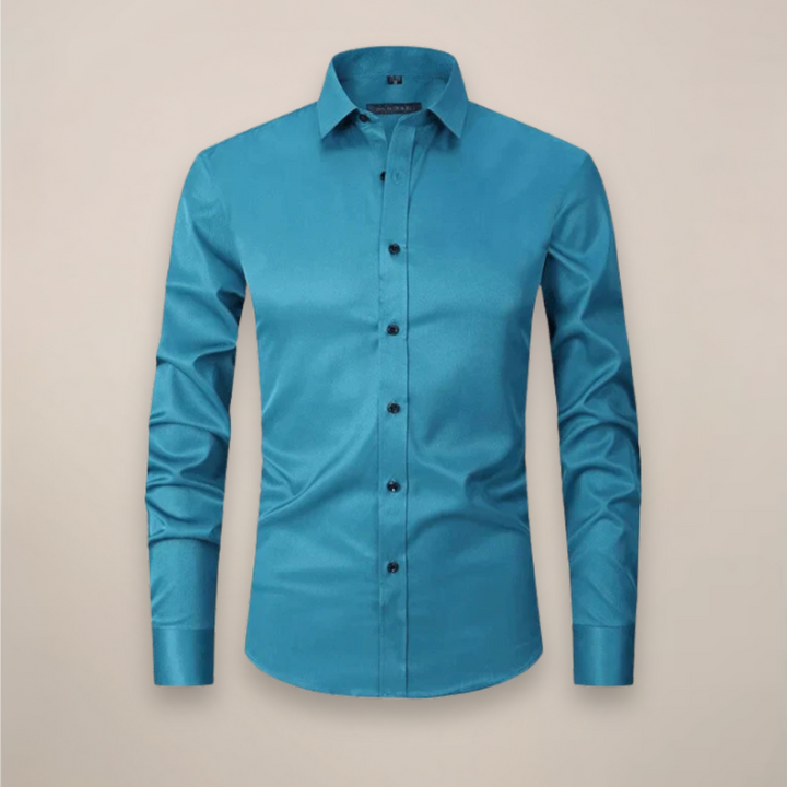 Men's Long-Sleeved Shirt - Classic Fit with Wrinkle-Free Finish