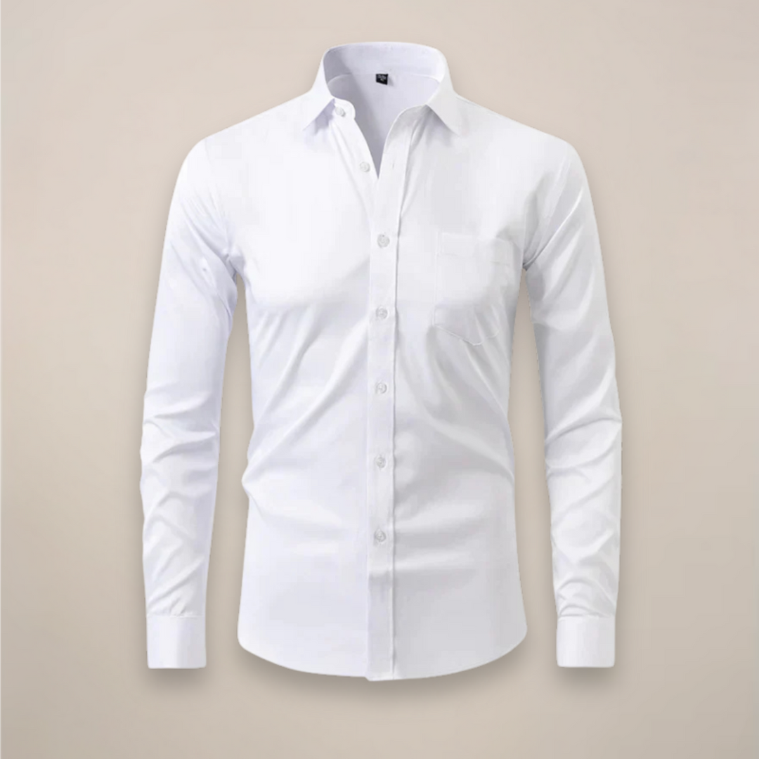 Men's Long-Sleeved Shirt - Classic Fit with Wrinkle-Free Finish