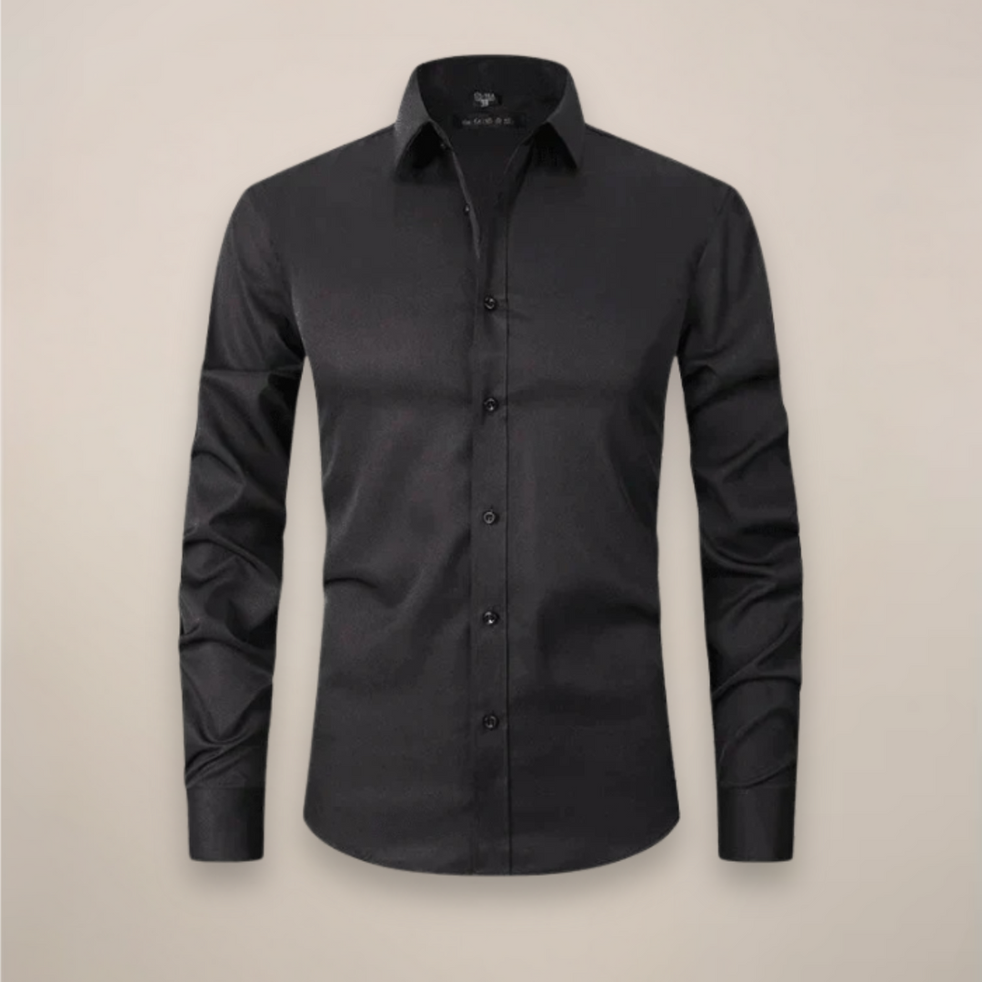 Men's Long-Sleeved Shirt - Classic Fit with Wrinkle-Free Finish