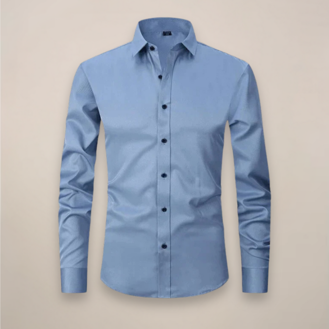 Men's Long-Sleeved Shirt - Classic Fit with Wrinkle-Free Finish
