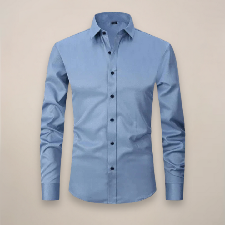 Men's Long-Sleeved Shirt - Classic Fit with Wrinkle-Free Finish