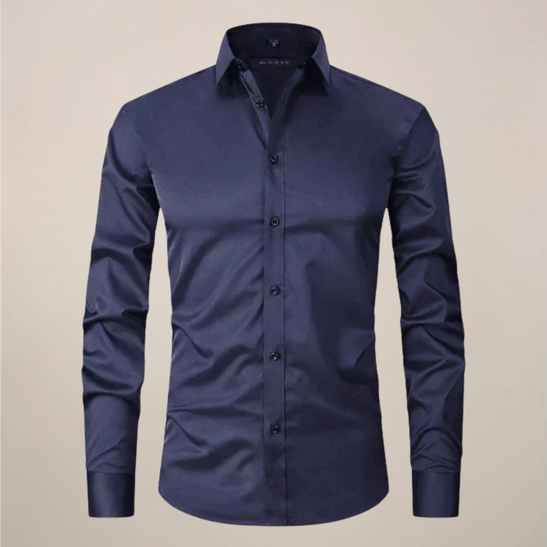 Men's Long-Sleeved Shirt - Classic Fit with Wrinkle-Free Finish