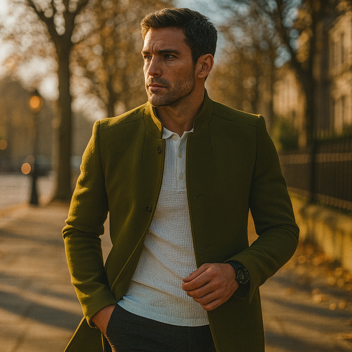 Men's Winter Coat – Smart Casual Minimalist Button Design