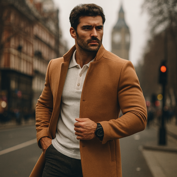 Men's Winter Coat – Smart Casual Minimalist Button Design