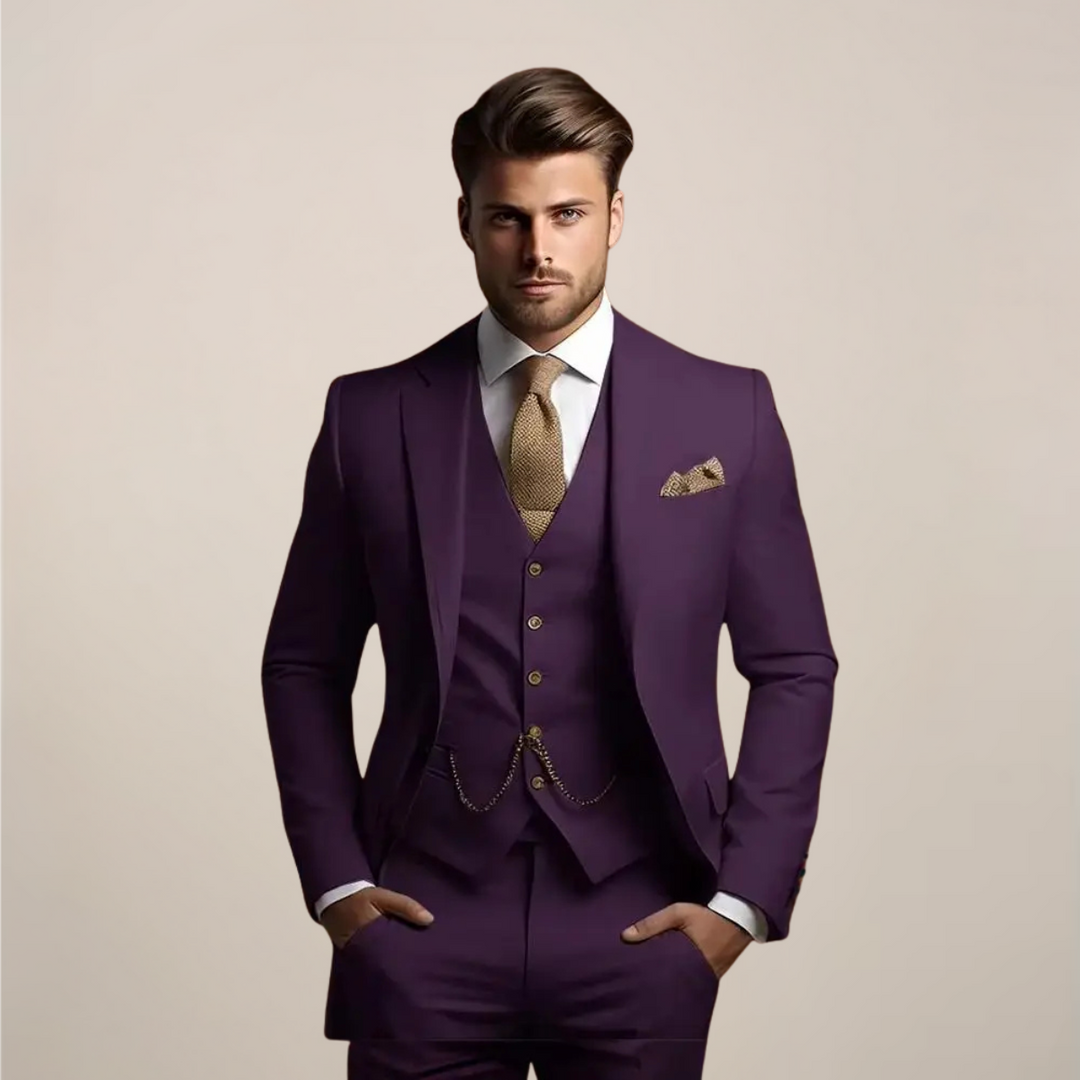 Men's Slim Fit Three-Piece Suit - Wedding Tuxedo
