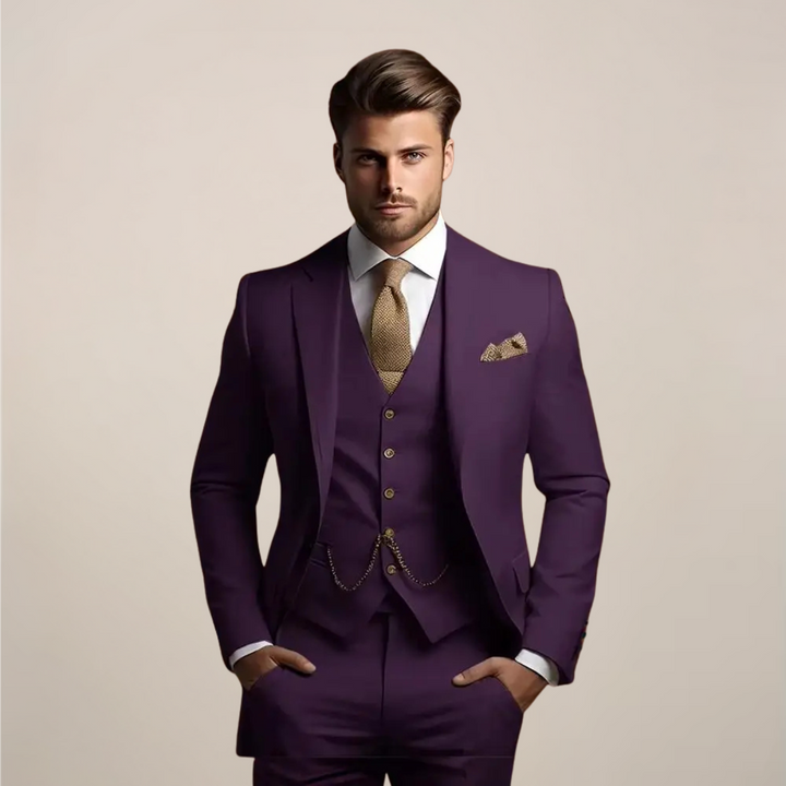Men's Slim Fit Three-Piece Suit - Wedding Tuxedo