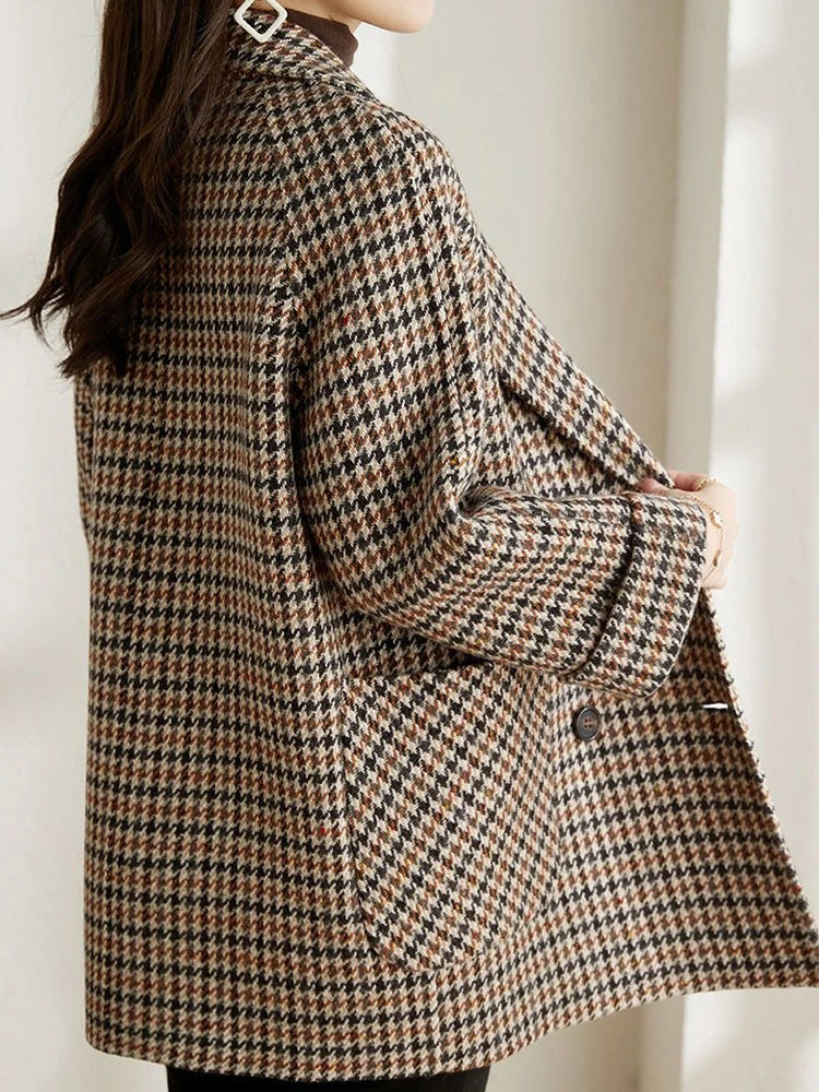 Women’s Checkered Jacket Tailored Fit Button Front