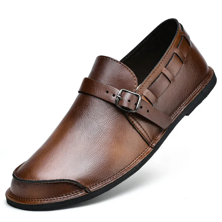 Men’s Leather Loafers Buckle Slip On