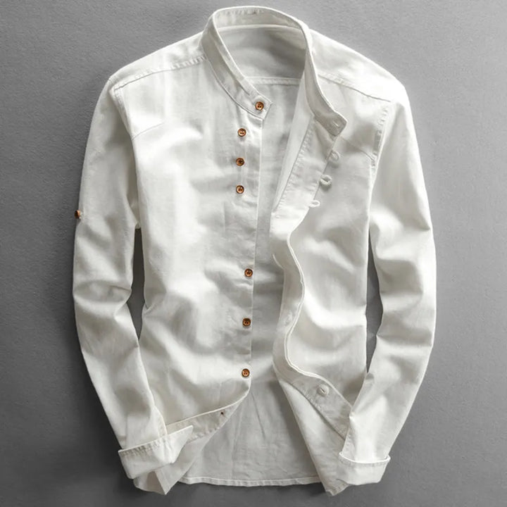 Men linen button up shirt long sleeve regular fit