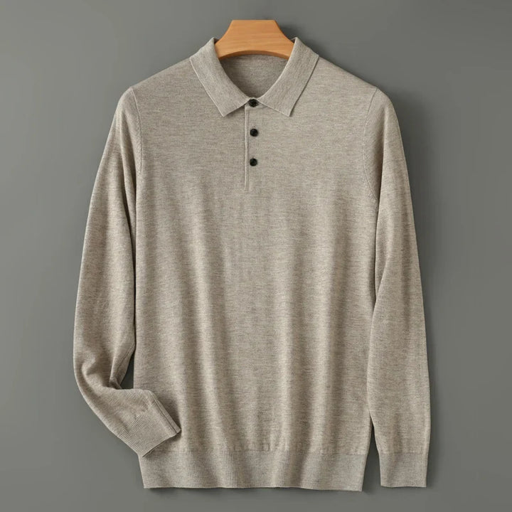 Men’s Merino Wool Long Sleeve Polo Shirt