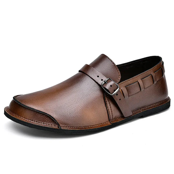 Men’s Leather Loafers Buckle Slip On