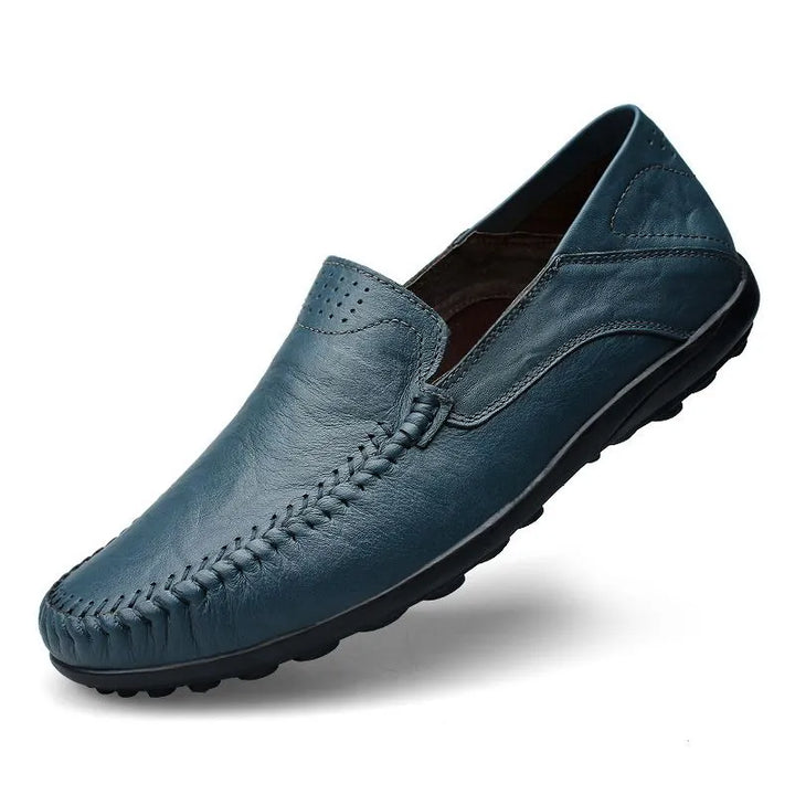 Men leather loafers slip on flat sole