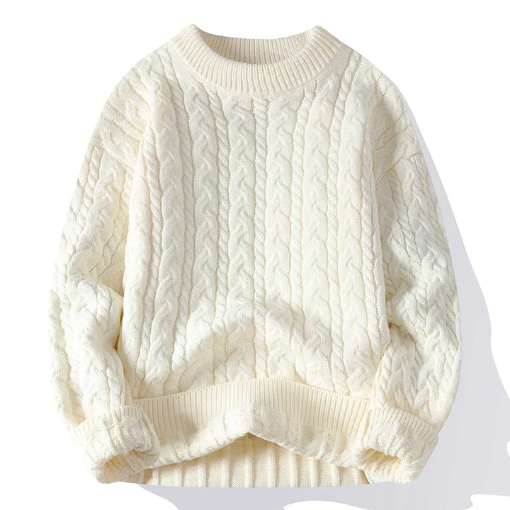 Men’s Knit Sweater Cable Knit Long Sleeve Crew Neck