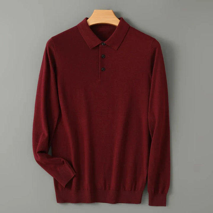 Men’s Merino Wool Long Sleeve Polo Shirt